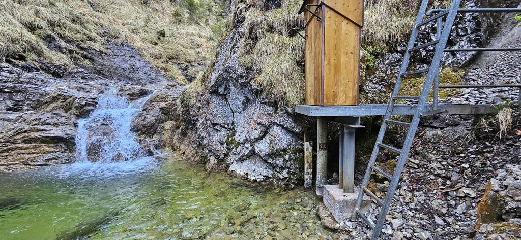 20250419_085932: Alpenbach oberhalb Ableitungswehr (Foto Christian Buchner vom 19.04.2025)